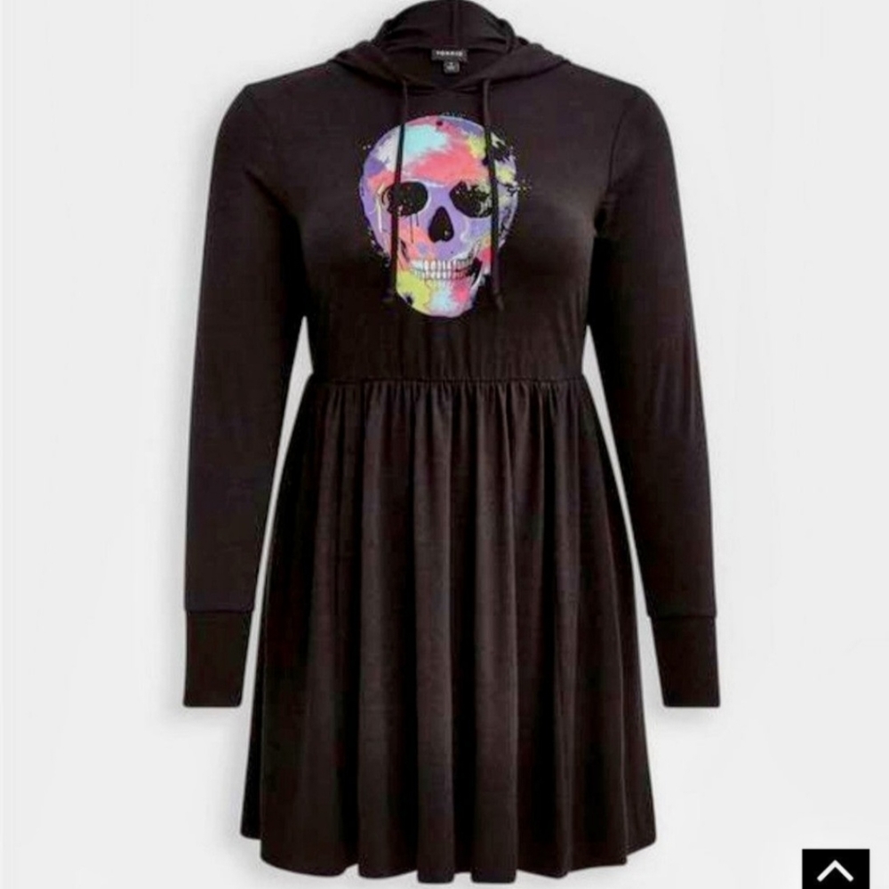 Torrid x Love Sick Skull Hoodie Skater Dress NWT